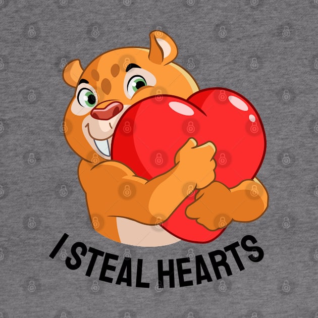 I steal hearts, friendly sabertooth tiger with qoute by Yurko_shop